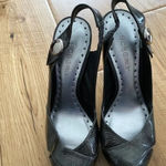 BCBGirls  Peep Toe Silver Metallic Pumps Photo 9