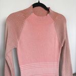 Fore Pink Ribbed Bodycon Midi Sweater Dress Stretch Sexy Mockneck Large Photo 1