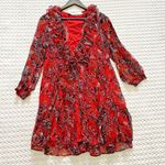 IRO $565 NWT  Paris Cover Up Dress Size 34 Ruffle Red Floral Long Sleeves Photo 0