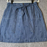 Talbots  Denim Skirt Daisy Embroidered A-Line Casual‎ Belted Preppy Chic Size 6 Photo 0