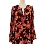 Show Me Your Mumu Perveen Pirate Tunic Large Boho Floral Bell Sleeve Burgundy Photo 2
