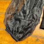 ZARA Black Puff Sleeve Sheer Organza Top Long Sleeve Crew Neck Womens Size S Photo 1