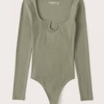 Abercrombie & Fitch Ribbed Notch-Neck thong Bodysuit long sleeve Olive Size XL Photo 1