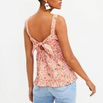 Loft Floral Orange floral bird design Babydoll ruffle pleated Top Photo 5