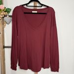 Madewell Long Sleeve V Neck Maroon Shirt Size Medium Photo 1