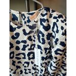 Ronny Kobo Jade Silk Midi Dress Animal Print Navy Blue White Womens Size Small Photo 9
