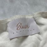 Blush Boutique Ruffle Romper Women's Size Small Rayon Linen Off White Lined FLAW Photo 3