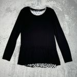 LOGO By Lori Goldstein Logo by Lori Goldstein Shirt Womens Small Black Layered Tunic Top Lounge Casual Photo 1