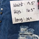 Mini skirt Distressed Denim Button Front Small Embellished Pockets Blue Size XS Photo 4