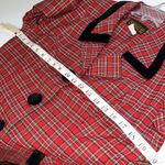 Vintage Virgo Red and Black plaid Blazer Jacket with velvet trim and buttons Size 10 Photo 5