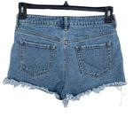 PacSun SZ 28 High-Rise Jean Shorts Lace-Up Sides Frayed Hems Medium Wash Blue Photo 1