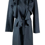 Erotokritos Wool Ruffle Front Belted Long Coat Gray Dressy 2 Photo 0