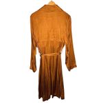 Torrid Jacquard Satin Trench Coat Size 2 Rust Copper Belted Longline Jacket Photo 5