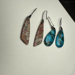 Stone Bead Dangle Drop Pierced Earrings Lot Of 2 Beaded Silver Tone Blue Pink Photo 2