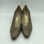 Salvatore Ferragamo Vintage 90s kitten Heels Taupe leather weave stitch dress Photo 1