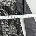 Vince Tweed Leather Moto Jacket Black White Fringe Womens Size M Photo 1