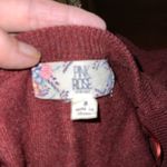 Pink Rose Burgundy Cropped Tie Front Lightweight Long Sleeve Sweater Small Photo 6