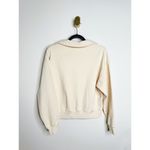 Sporty & Rich 100% Cotton Cropped Polo Sweatshirt Cream White Medium Photo 3