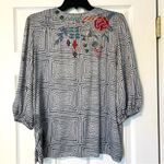 Johnny Was  Taryn top blue white tassels XS Photo 10