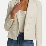 L'Agence  Brooke Blazer Womens 2 White Boucle Double Breasted Cropped Jacket Photo 0