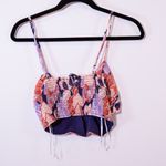 Lululs Multi Floral Flower Print Pattern Twisted Chiffon Cropped Tank Top Small Photo 2