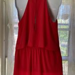 Tyche Red Sleeveless Halter Vibrant Romper  with pockets  Med Excel Cond! Photo 1