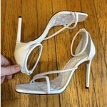 Schutz Gaiah Ankle Strap Sandals in White Leather Size 7 EUC (B) Photo 6