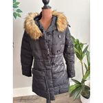 LISHIFENDI Women's Black Puffer Coat with Faux Fur Hood Size M Size M Photo 1