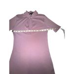 Forever 21 Ribbed Mock Neck Zip Front Short Sleeve Midi Dress Mauve Size Medium Photo 4