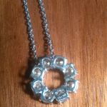 Yellow Swarovski Crystal Sterling Silver Circle Pendant Stainless Steel Necklace Photo 4