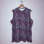 Lady Hagen Stylish Sleeveless Leopard Print ‎ Top Light Blue , Purple and Black Photo 1