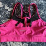 HANDFUL Sports Bra Women's Size Large Pink & Black Zip Up Front Y Back Photo 1