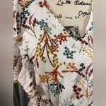 My Danielle Women’s Long Ruffle Dress Earthtone Floral Drop Waist Sz Lg NWOT Photo 7