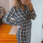 EXPRESS Blue Plaid Flannel Dress Photo 0