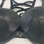 Cacique  Seriously Sexy Silver Glitter‎ Black Lace Boost Plunge Bra Plus Size 46D Photo 1