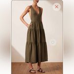 Shona joy  Linen Juliana Plunged Cross Back Midi Dress‎ In Forest size 4 Photo 9