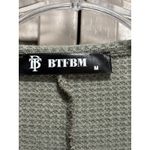 BTFBM Green Thermal Long‎ Puff Sleeve Top Big Buttons Size Medium Crew Soft Photo 1