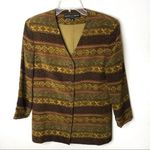 Kasper 100% Silk Skirt Suit Earth Toned Tribal Stripe Womens Size 6 Photo 6