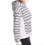 Champion Life Reverse Weave Print Hoodie White Purple Gray Striped Colorblock S Photo 2