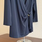 Ralph Lauren Lauren  Womens 3XL Black Label Top‎ Navy Blue 3/4 Sleeve Wrap Front Photo 3