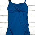 Becca  Turquoise Blue One Shoulder Swim Dress Plus Size 1X Photo 0