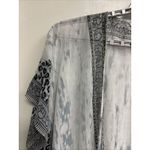 Soft Surroundings  Animal Print Gray Black Kimono OS One Size Chiffon Sheer Bling Photo 2