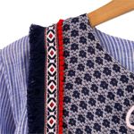 MISS LILLY Blue & White Stripe Embellished Folkloric Open Top/Cardigan Size S/M Photo 1