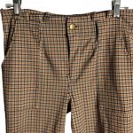 Vylette Paper Bag Waist Skinny Pants 9 Brown Plaid Mid Rise Patch Pockets Zip Size undefined Photo 1