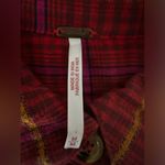 Free People  Break My Stride Oversized Button Up Red Plaid Shirt Long sleeve M Photo 3