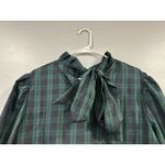 J. Marie Joyce Blue Green Plaid Bow Tie Ruffle Collar Dress Large L Photo 4