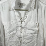 Vintage America lace up white long sleeve shirt small Photo 1