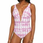 Bar III Purple Plunging V-Neck Open Back V-Wire One Piece Swimsuit S Tie Dye Photo 0