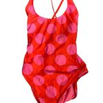 Kate Spade  Pink Polka Dot Lace Up Back Swimsuit - like new Photo 2
