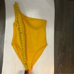 Zaful Yellow One Shoulder Swimsuit S Resortwear Vacation Dopamine Mermaid Siren Photo 7